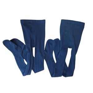 NWOT The Children's Place Girls 2 Pack Cable Knit Tights Size 4 - 5 Navy Blue